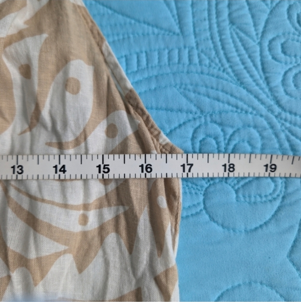 Rachel Zoe Beach Dress Coverup Linen Blend Tan White Leaf Print Small Summer - Picture 10 of 10